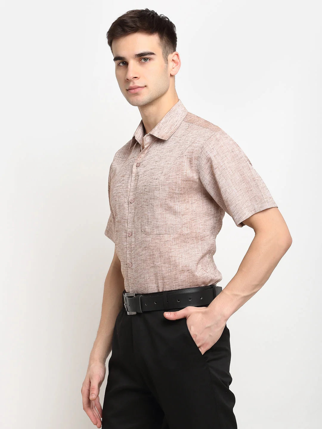 Indian Needle Rust Cotton Mens Shirt - Half Sleeve Formal Shirts