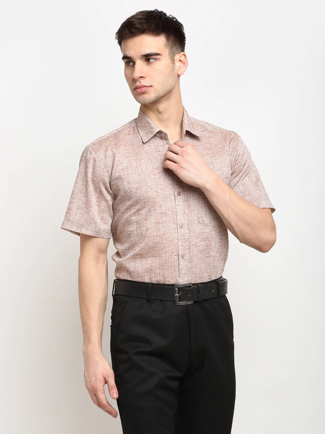 Indian Needle Rust Cotton Mens Shirt - Half Sleeve Formal Shirts