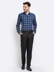 Indian Needle Blue Men's Checked Cotton Shirt