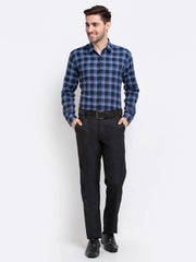 Indian Needle Blue Men's Checked Cotton Shirt