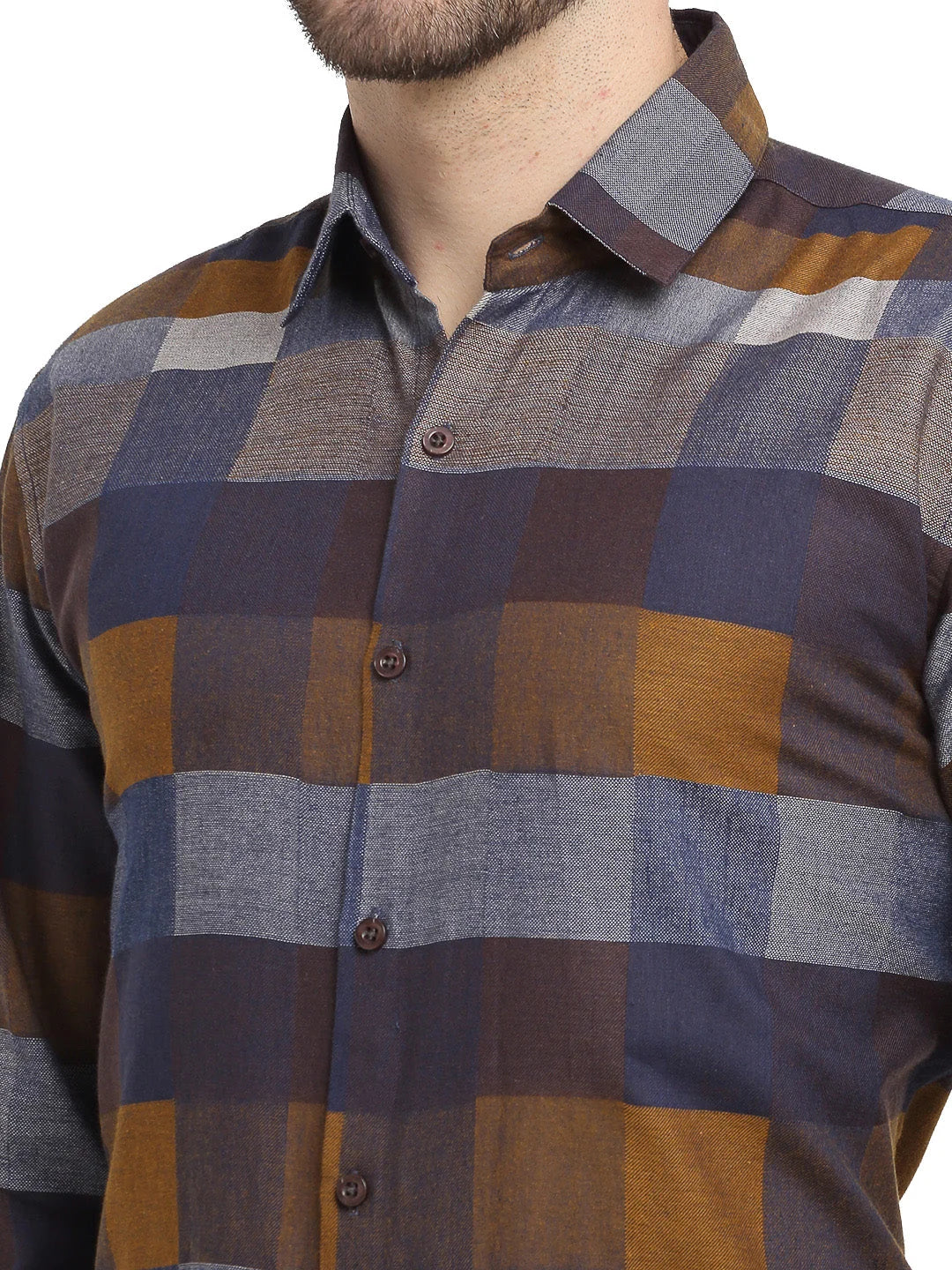 Multicolor Checked Cotton Formal Mens Shirt | Indian Needle