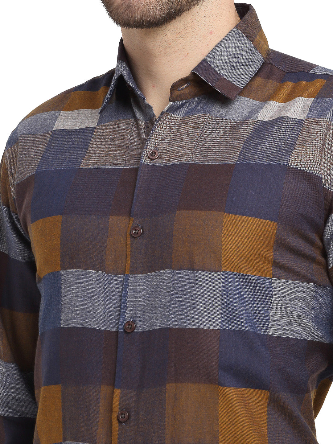 Multicolor Checked Cotton Formal Mens Shirt | Indian Needle