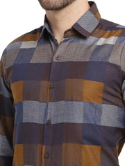 Indian Needle Multicolor Men's Checked Cotton Formal Shirt