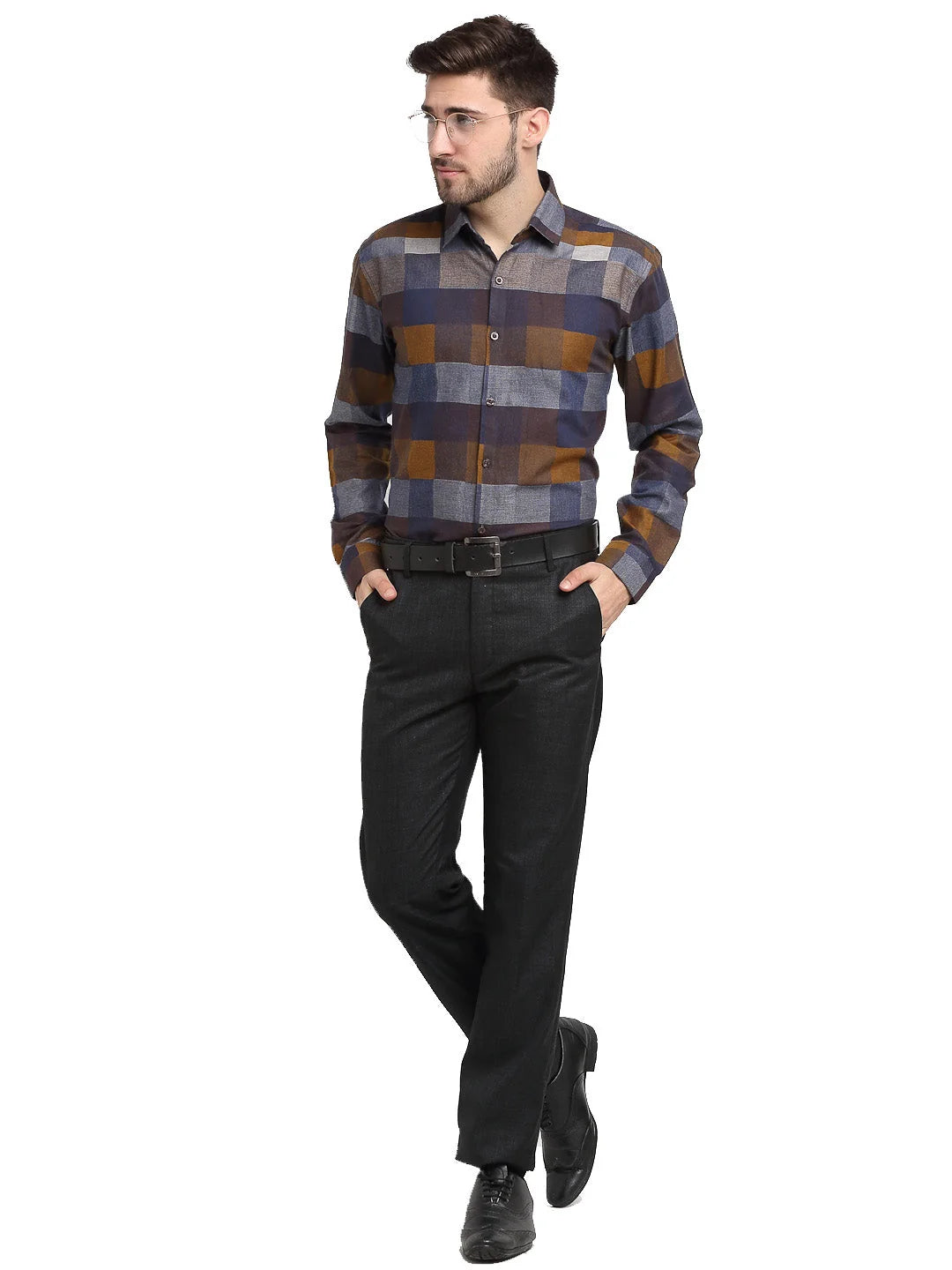 Multicolor Checked Cotton Formal Mens Shirt | Indian Needle