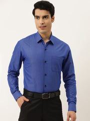 Indian Needle Men's Solid Formal Cotton Shirt-SF-788Blue