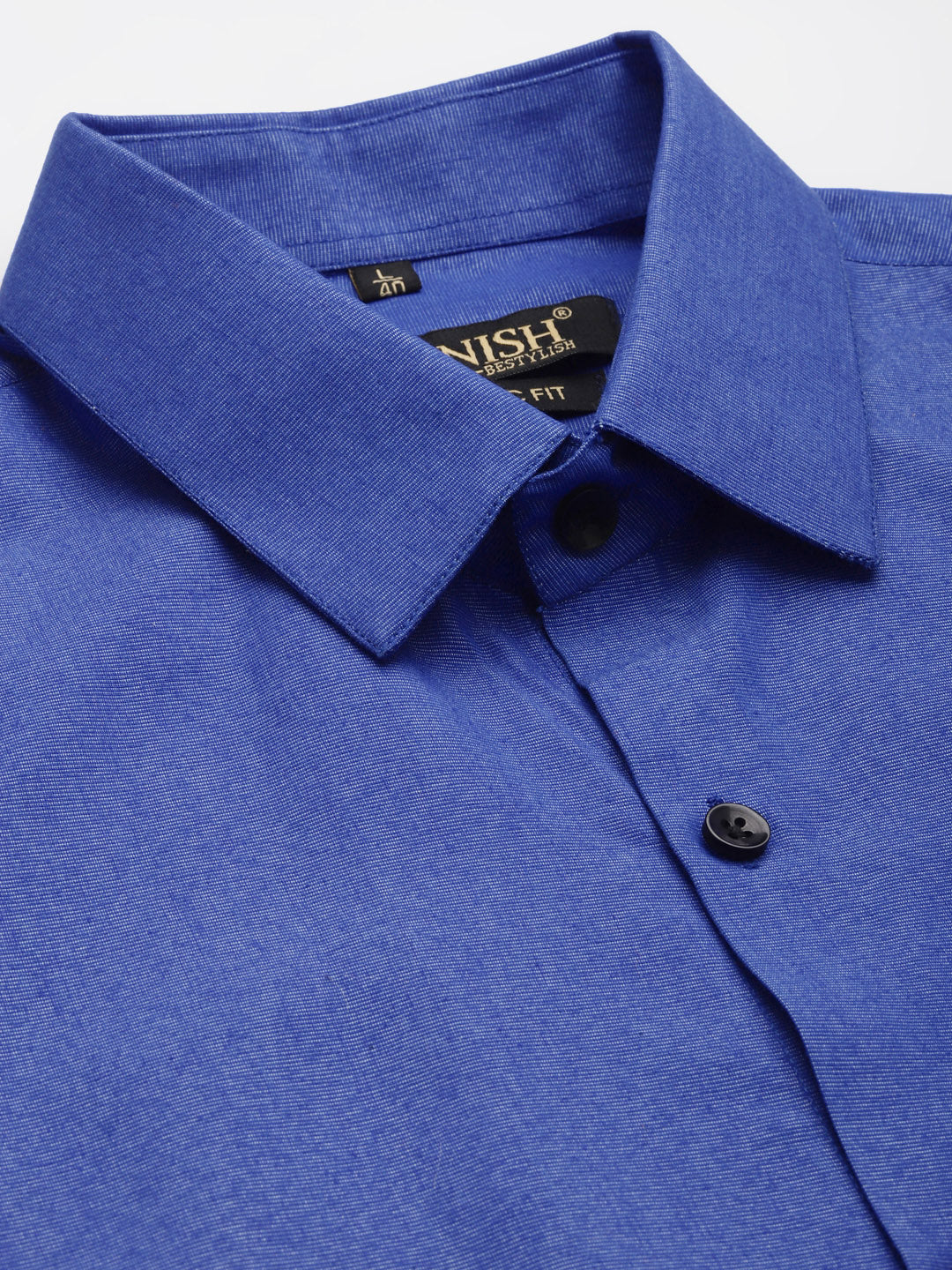 Men's Blue Solid Formal Cotton Shirt | Indian Needle