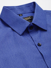 Indian Needle Men's Solid Formal Cotton Shirt-SF-788Blue