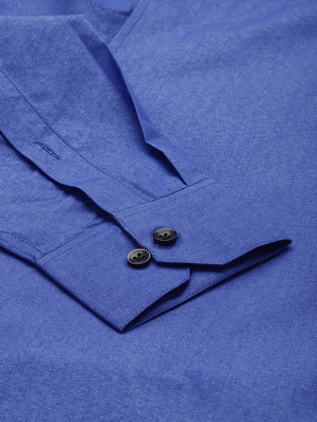 Men's Blue Solid Formal Cotton Shirt | Indian Needle
