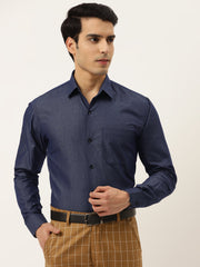 Indian Needle Men's Solid Formal Cotton Shirt-SF-788Charcoal