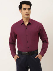 Indian Needle Men's Solid Formal Cotton Shirt-SF-788Wine