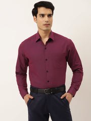 Indian Needle Men's Solid Formal Cotton Shirt-SF-788Wine