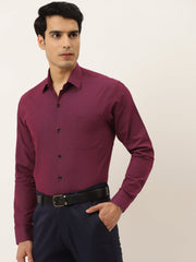 Indian Needle Men's Solid Formal Cotton Shirt-SF-788Wine