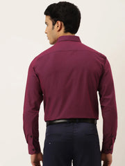 Indian Needle Men's Solid Formal Cotton Shirt-SF-788Wine