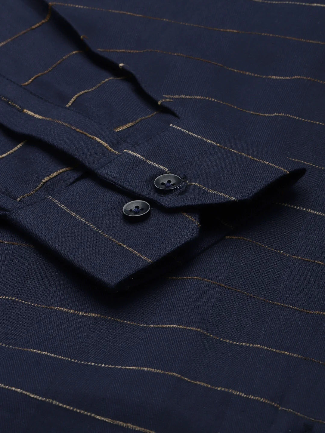 Navy Cotton Formal Shirt - Horizontal Striped Mens Shirt