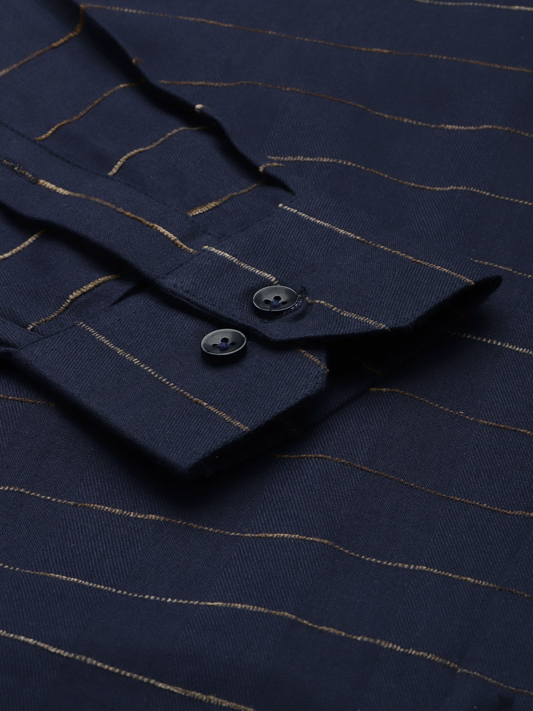 Navy Cotton Formal Shirt - Horizontal Striped Mens Shirt