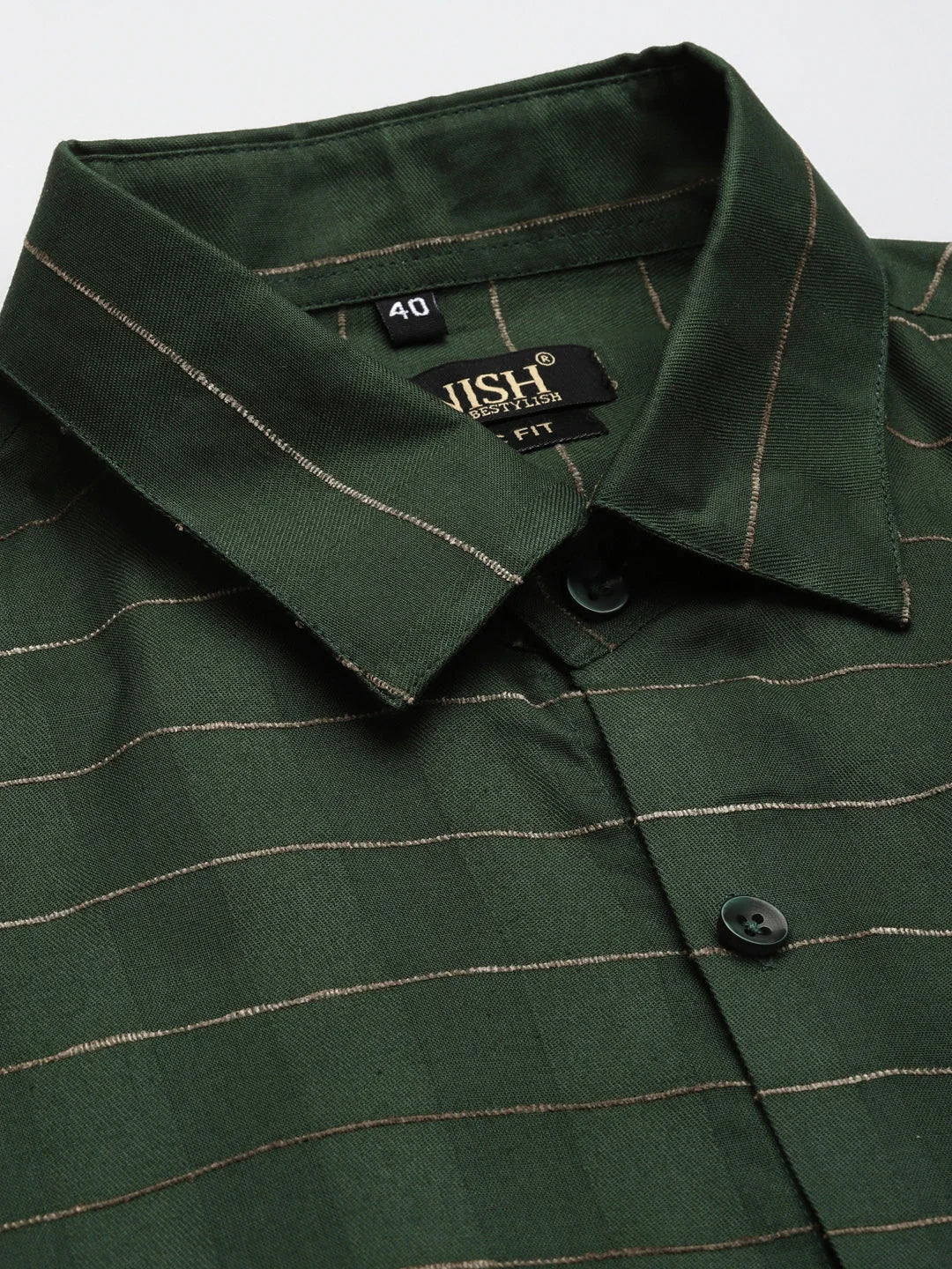 Olive Cotton Formal Shirts | Striped Mens Shirt