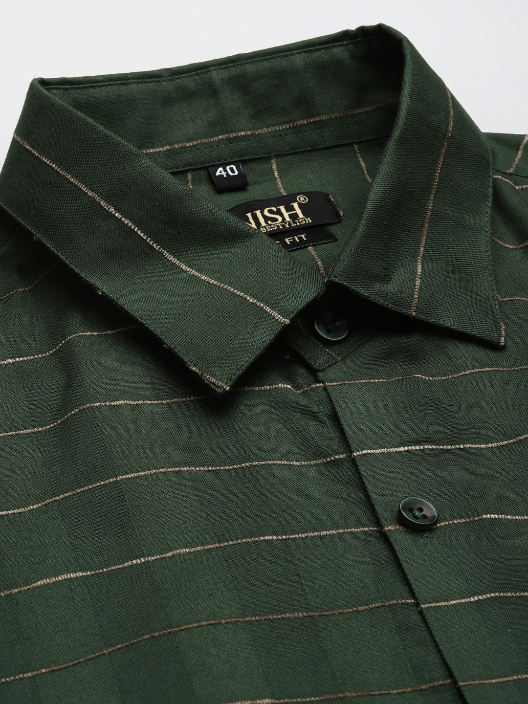 Olive Cotton Formal Shirts | Striped Mens Shirt