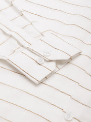 Indian Needle Men's Formal Cotton Horizontal Striped Shirt-SF-790White