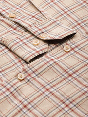 Indian Needle Men's Cotton Checked Formal Shirts-SF-791Brown