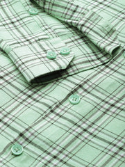 Indian Needle Men's Cotton Checked Formal Shirts-SF-791Green