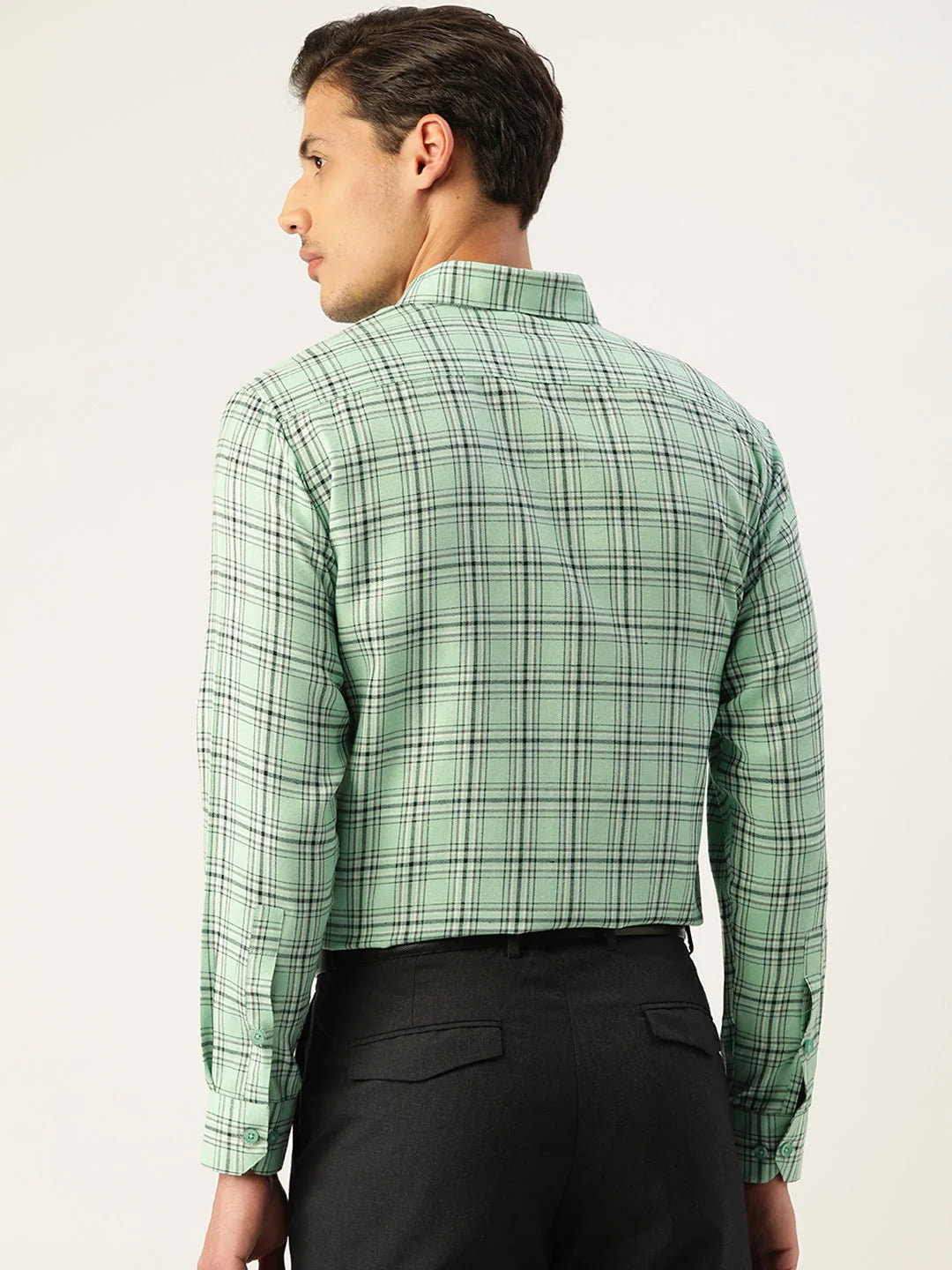Mens Shirt - Green Cotton Formal Shirt | Indian Needle