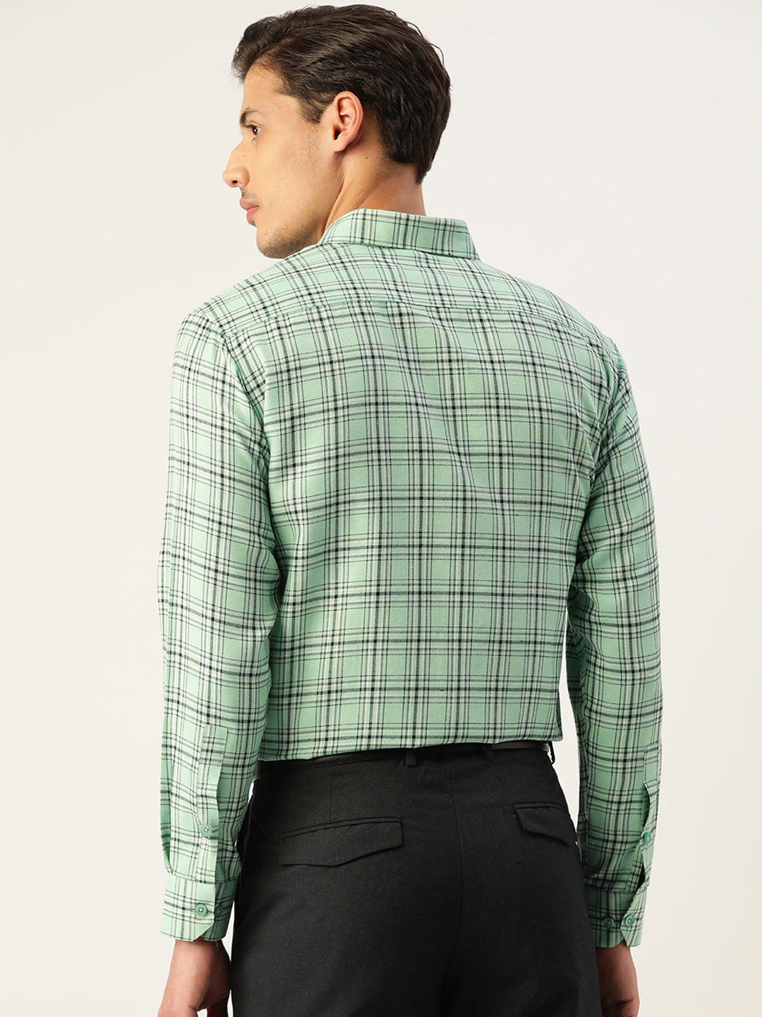 Mens Shirt - Green Cotton Formal Shirt | Indian Needle