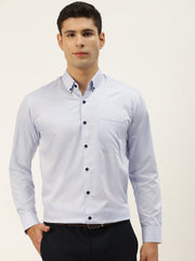 Indian Needle Men's Solid Formal Cotton Shirt-SF-792Sky