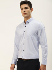 Indian Needle Men's Solid Formal Cotton Shirt-SF-792Sky