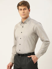 Indian Needle Men's Solid Formal Cotton Shirt-SF-792Steel-Grey
