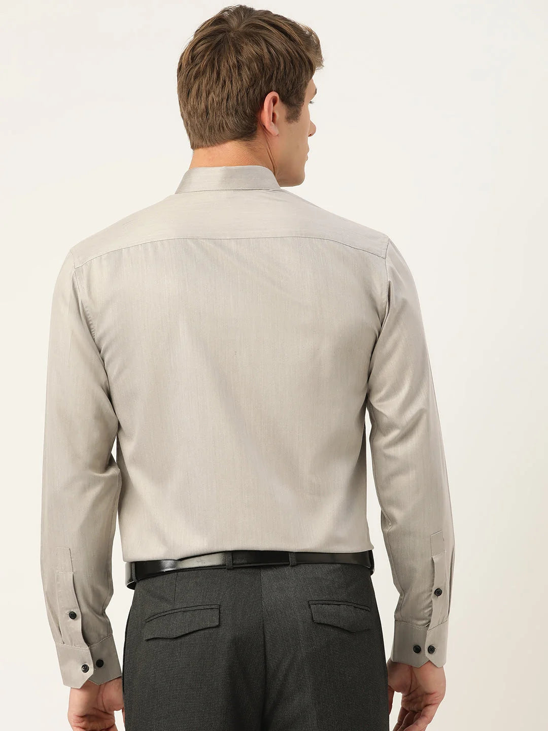 Mens Steel Grey Cotton Formal Shirts | Indian Needle