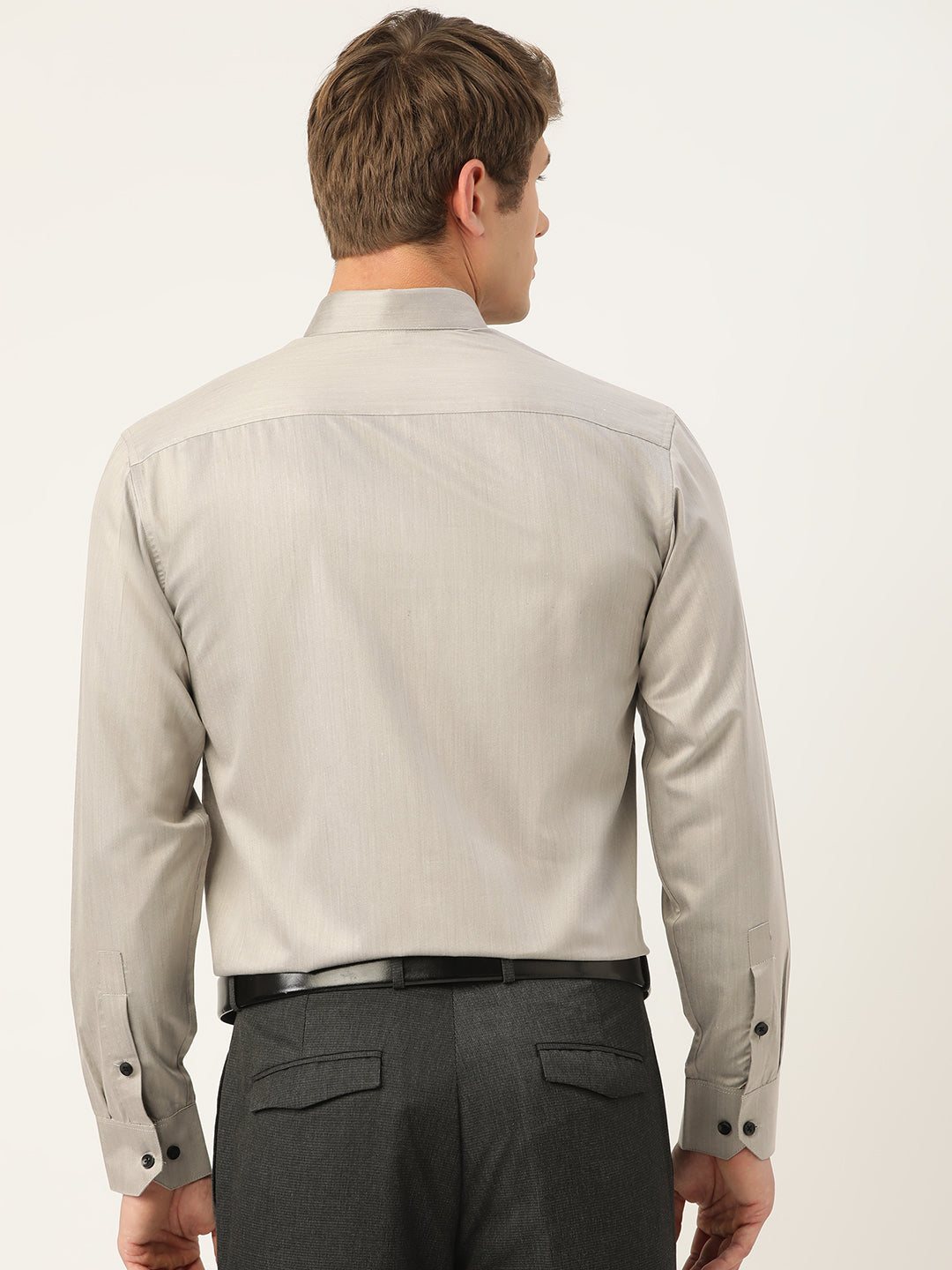 Mens Steel Grey Cotton Formal Shirts | Indian Needle