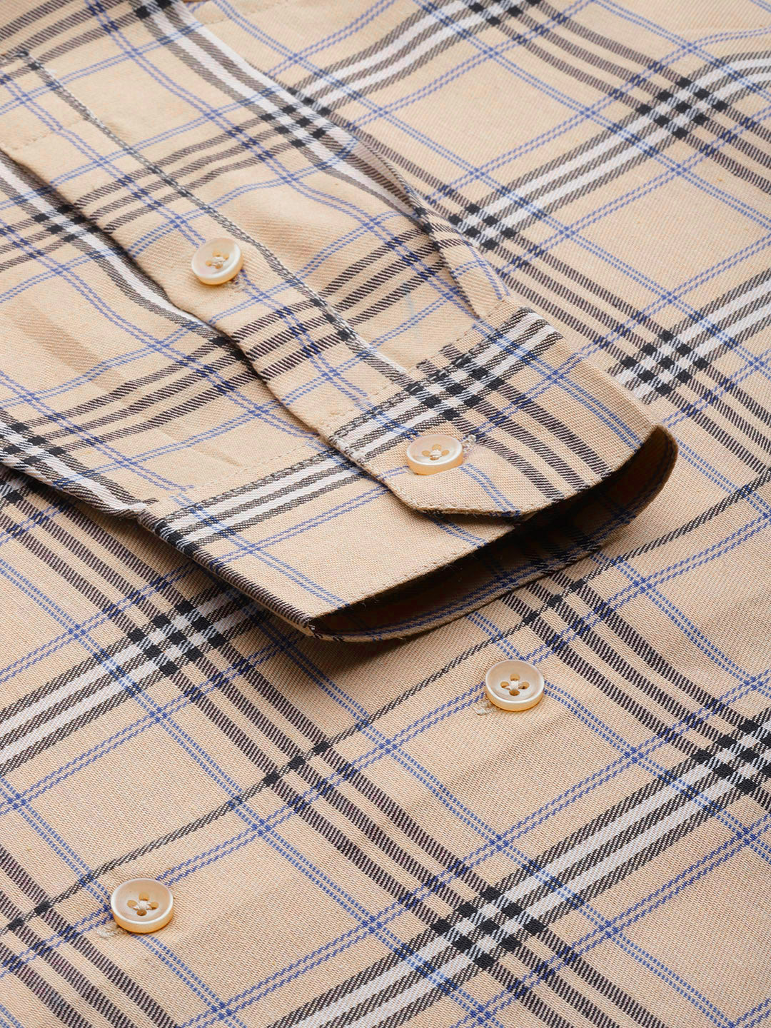 Brown Checked Cotton Mens Formal Shirts | Indian Needle