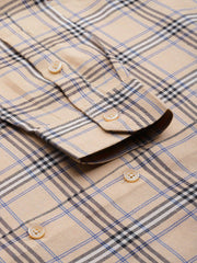 Indian Needle Men's Cotton Checked Formal Shirts-SF-793Brown