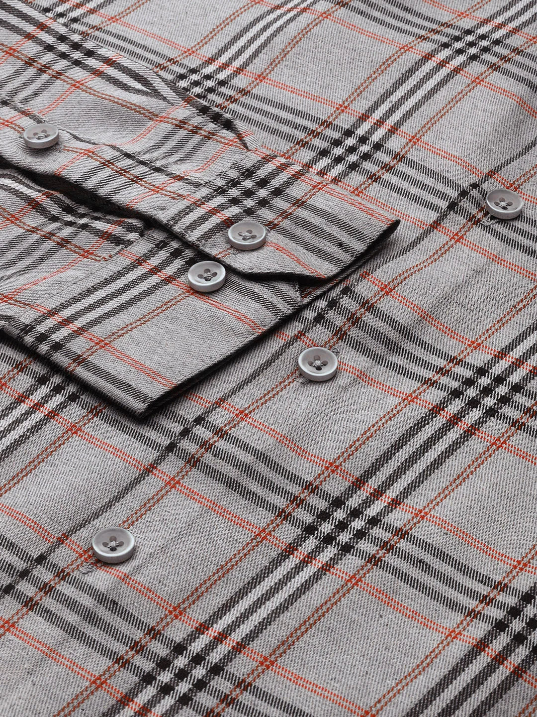 Mens Grey Checked Cotton Formal Shirts | Indian Needle