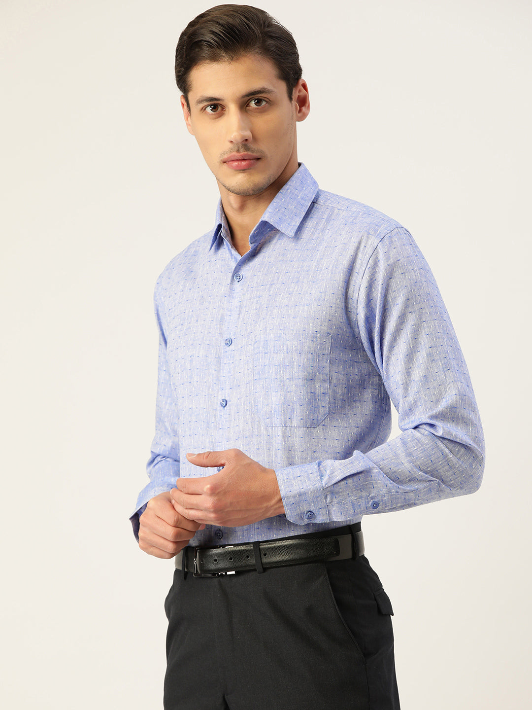 Blue Polka Dot Cotton Mens Shirt | Formal Shirts