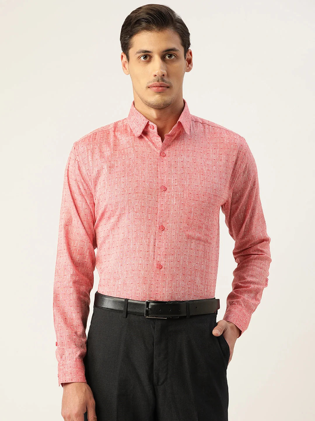 Red Polka Dot Cotton Mens Shirt | Formal Shirts