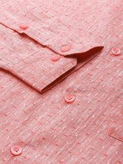 Indian Needle Men's Linen Cotton Polka Dots Formal Shirts-SF-794Red