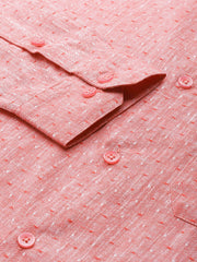 Indian Needle Men's Linen Cotton Polka Dots Formal Shirts-SF-794Red