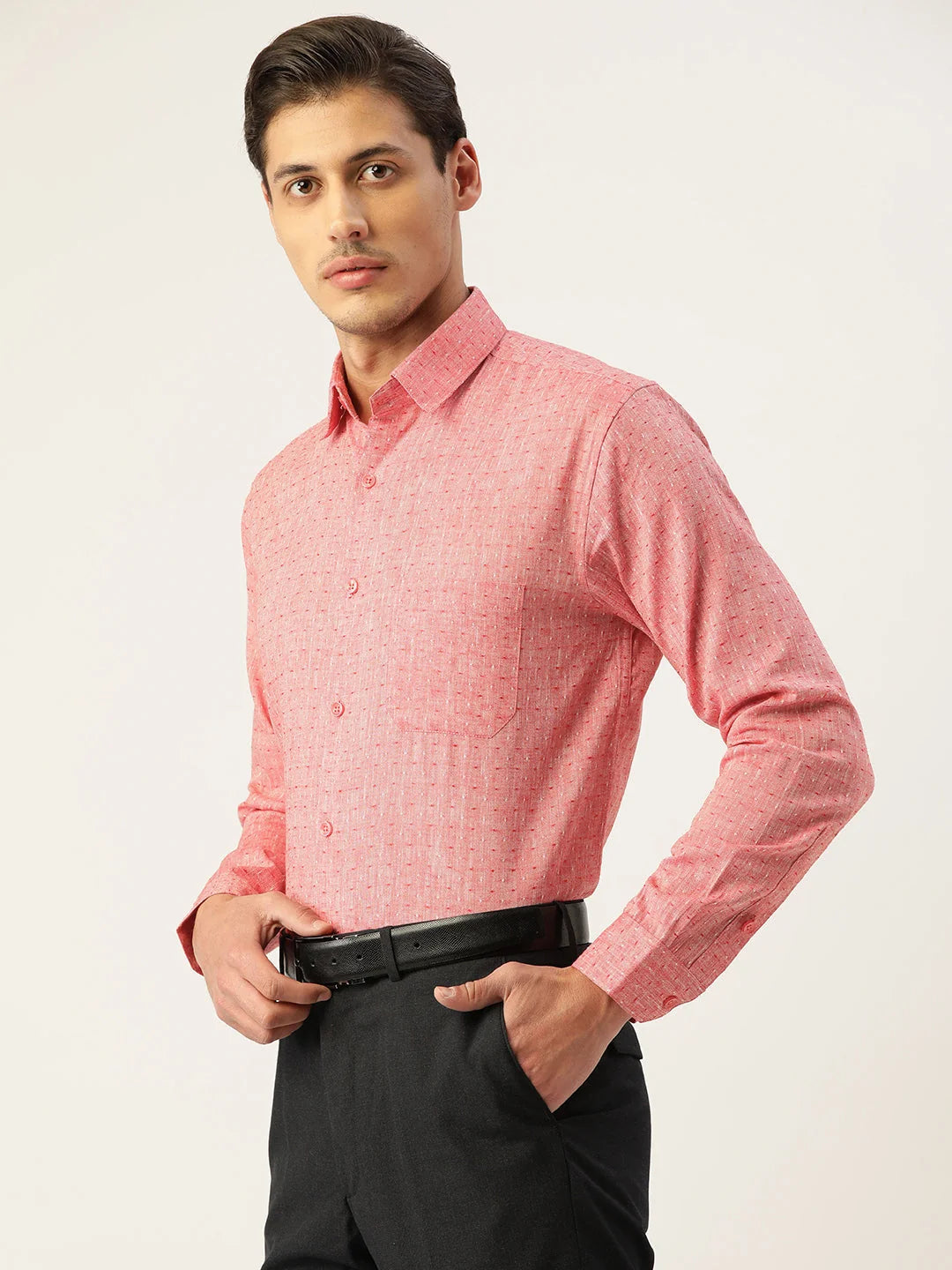 Red Polka Dot Cotton Mens Shirt | Formal Shirts