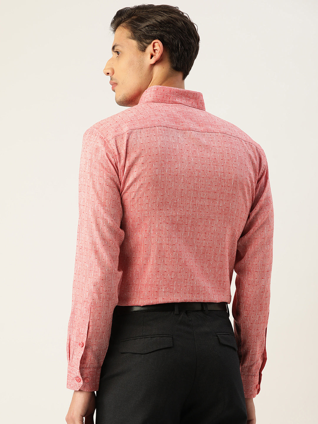 Red Polka Dot Cotton Mens Shirt | Formal Shirts