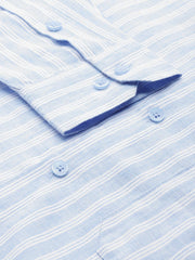 Indian Needle Men's Cotton Striped Formal Shirts-SF-795Light-Blue