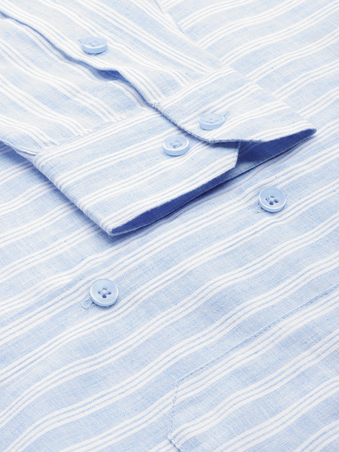 Light Blue Striped Cotton Mens Shirt | Formal Shirts