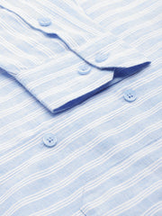 Indian Needle Men's Cotton Striped Formal Shirts-SF-795Light-Blue