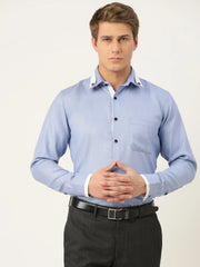 Indian Needle Men's Cotton Solid Formal Shirts-SF-796Blue
