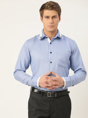 Indian Needle Men's Cotton Solid Formal Shirts-SF-796Blue