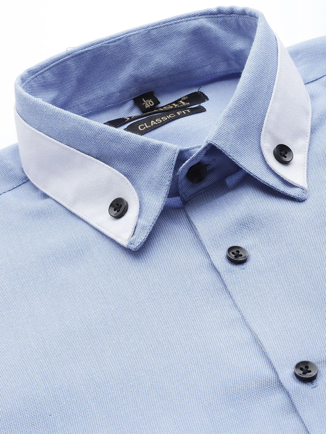 Indian Needle Blue Cotton Solid Formal Mens Shirt