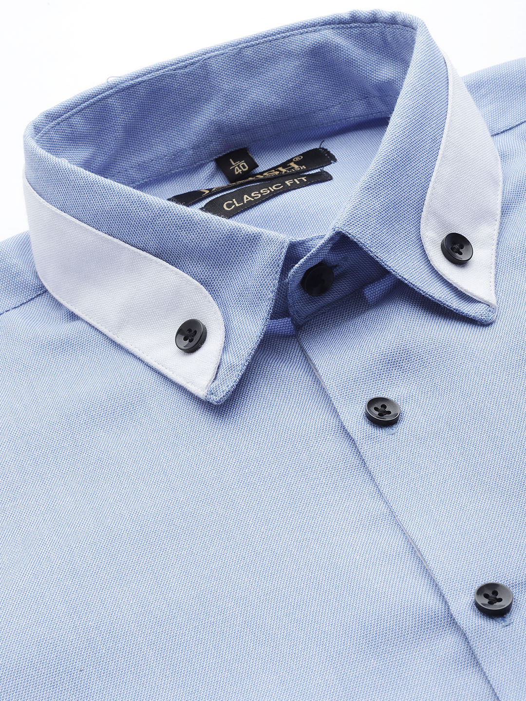 Indian Needle Blue Cotton Solid Formal Mens Shirt
