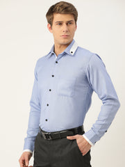 Indian Needle Men's Cotton Solid Formal Shirts-SF-796Blue