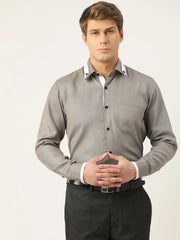 Indian Needle Men's Cotton Solid Formal Shirts-SF-796Charcoal