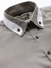 Indian Needle Men's Cotton Solid Formal Shirts-SF-796Charcoal